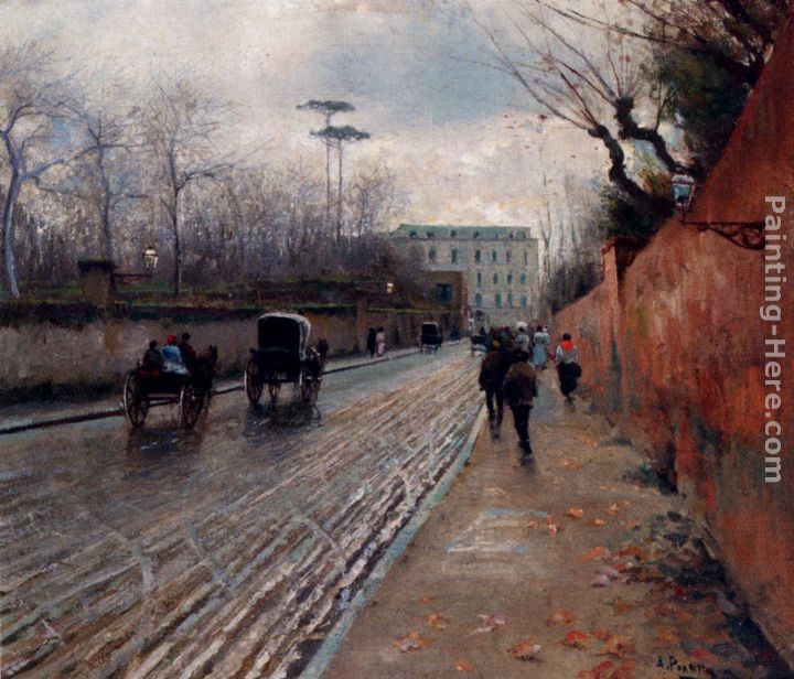 Attilio Pratella Street Scene In Autumn